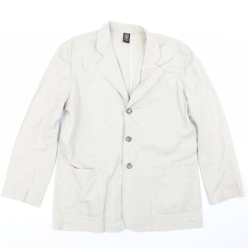 Kwan Womens Beige   Jacket Blazer Size L