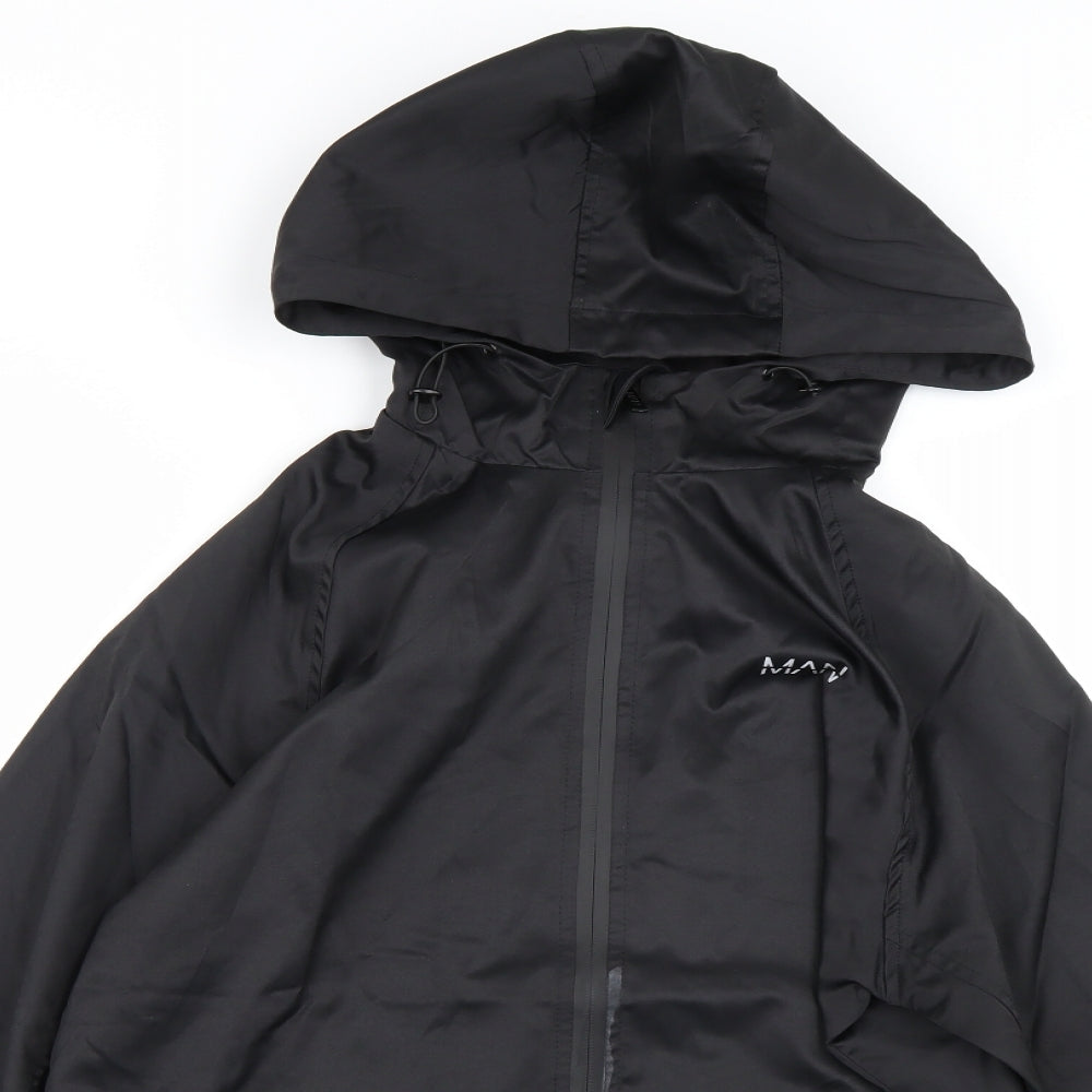 Boohoo Mens Black   Windbreaker Coat Size M