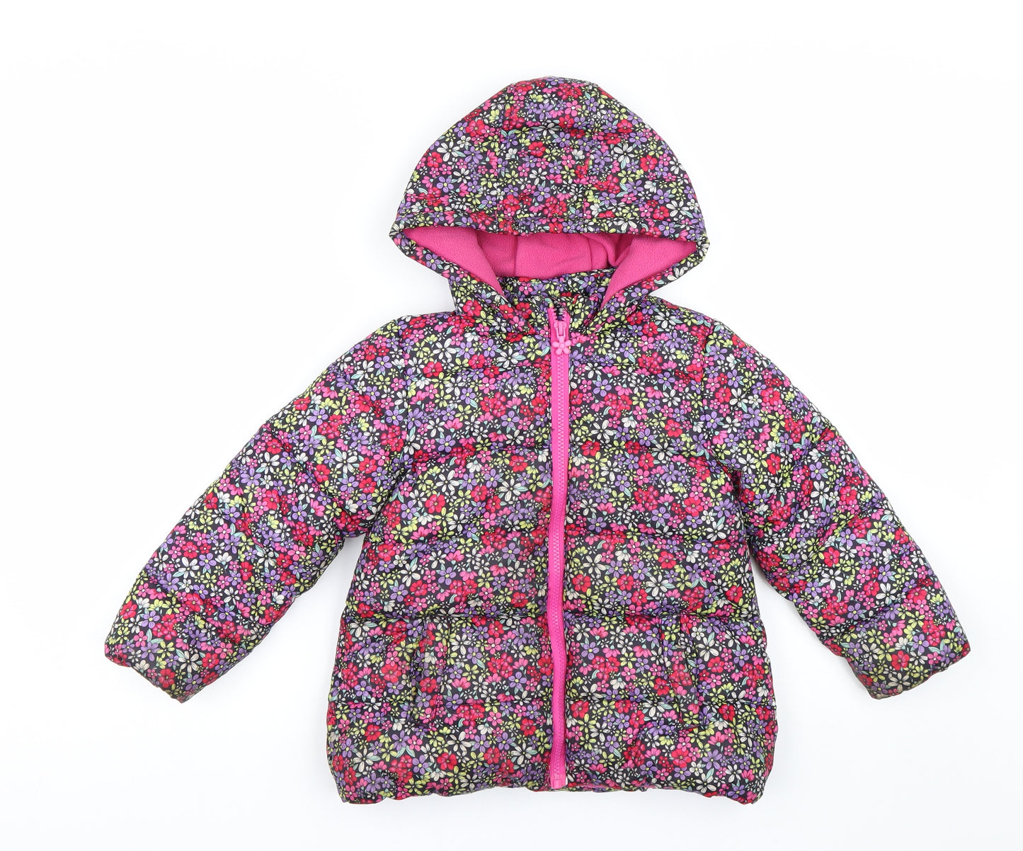 Matalan Girls Multicoloured Floral  Puffer Jacket Coat Size 5-6 Years
