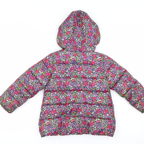 Matalan Girls Multicoloured Floral  Puffer Jacket Coat Size 5-6 Years