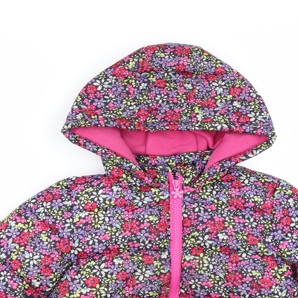 Matalan Girls Multicoloured Floral  Puffer Jacket Coat Size 5-6 Years