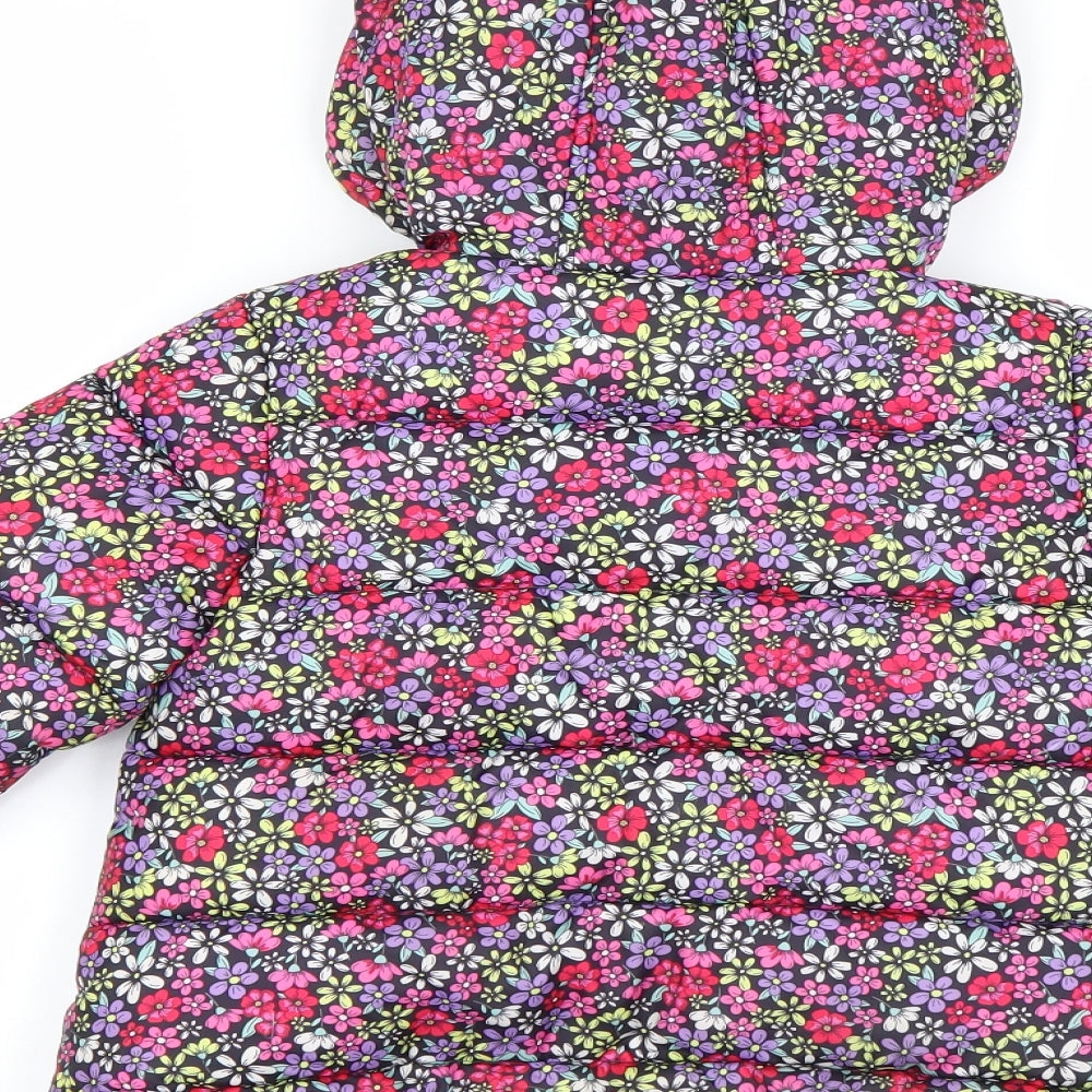 Matalan Girls Multicoloured Floral  Puffer Jacket Coat Size 5-6 Years
