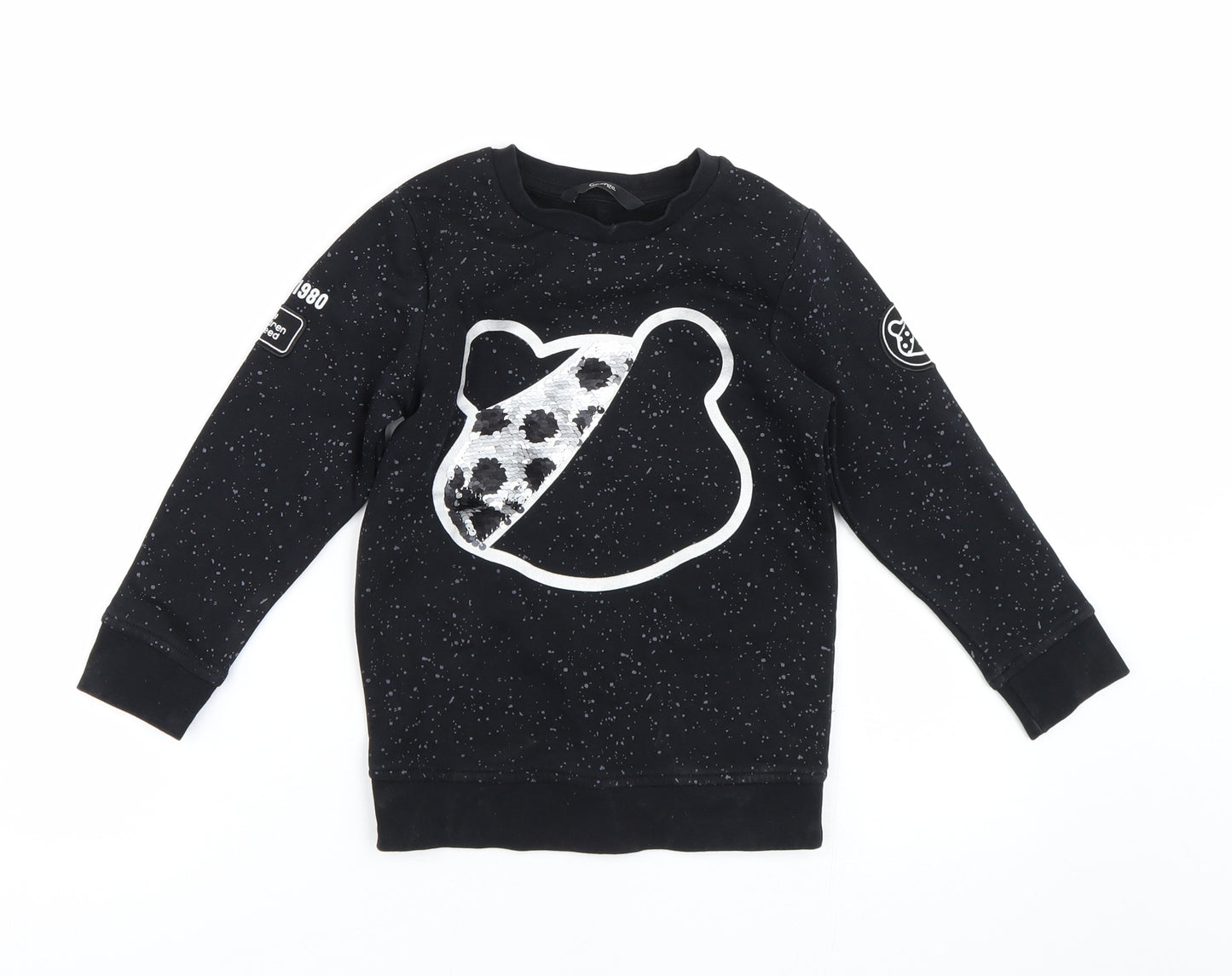 George Boys Black Polka Dot  Pullover Sweatshirt Size 4-5 Years  - Pudsey Bear