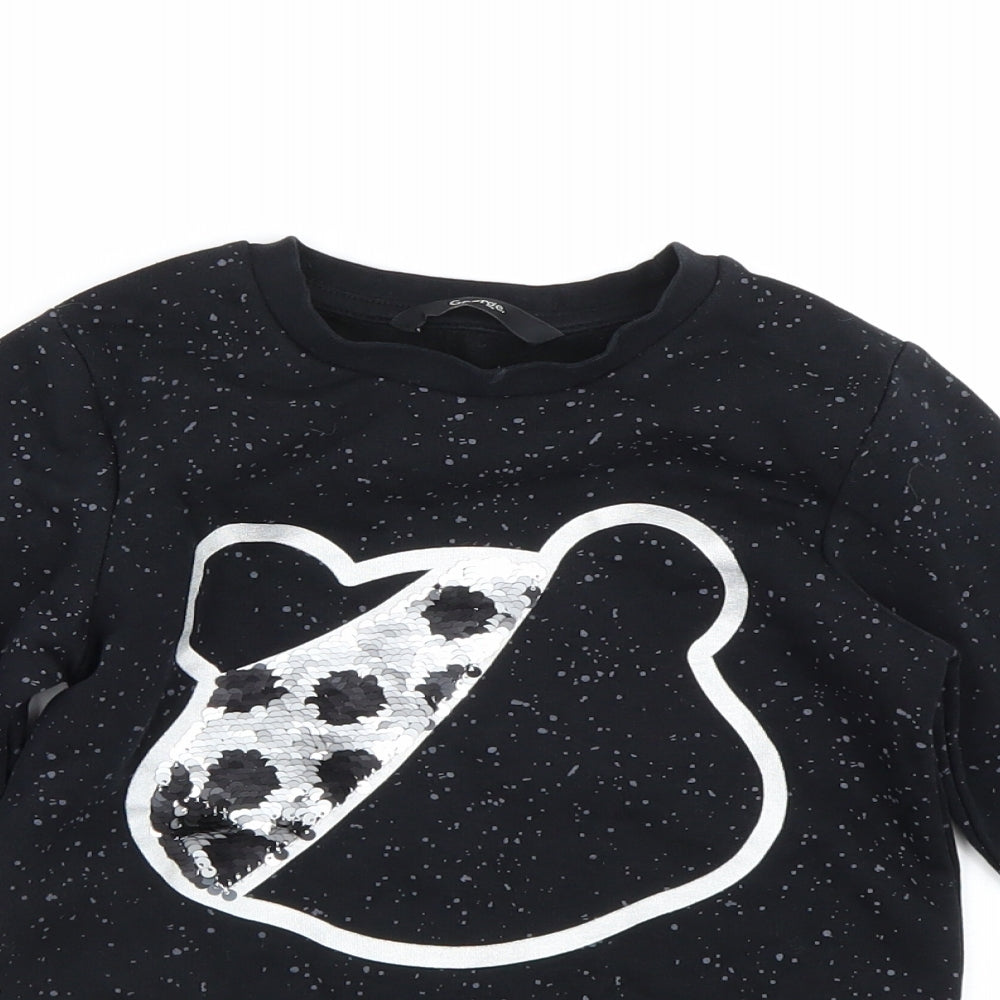 George Boys Black Polka Dot  Pullover Sweatshirt Size 4-5 Years  - Pudsey Bear