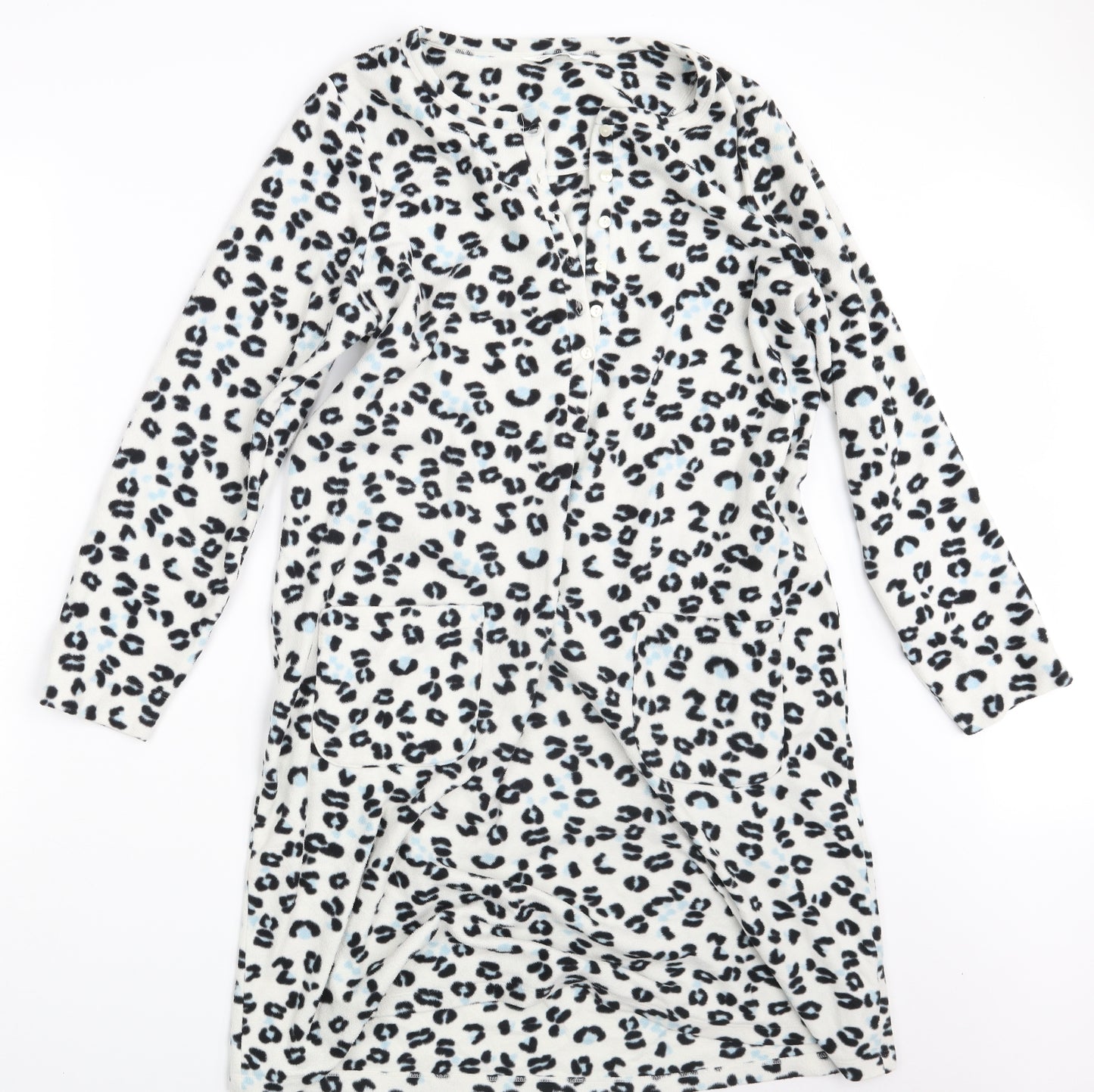 M&S Womens White Animal Print Knit Pullover Jumper Size 14