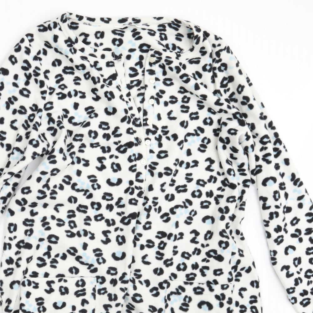M&S Womens White Animal Print Knit Pullover Jumper Size 14