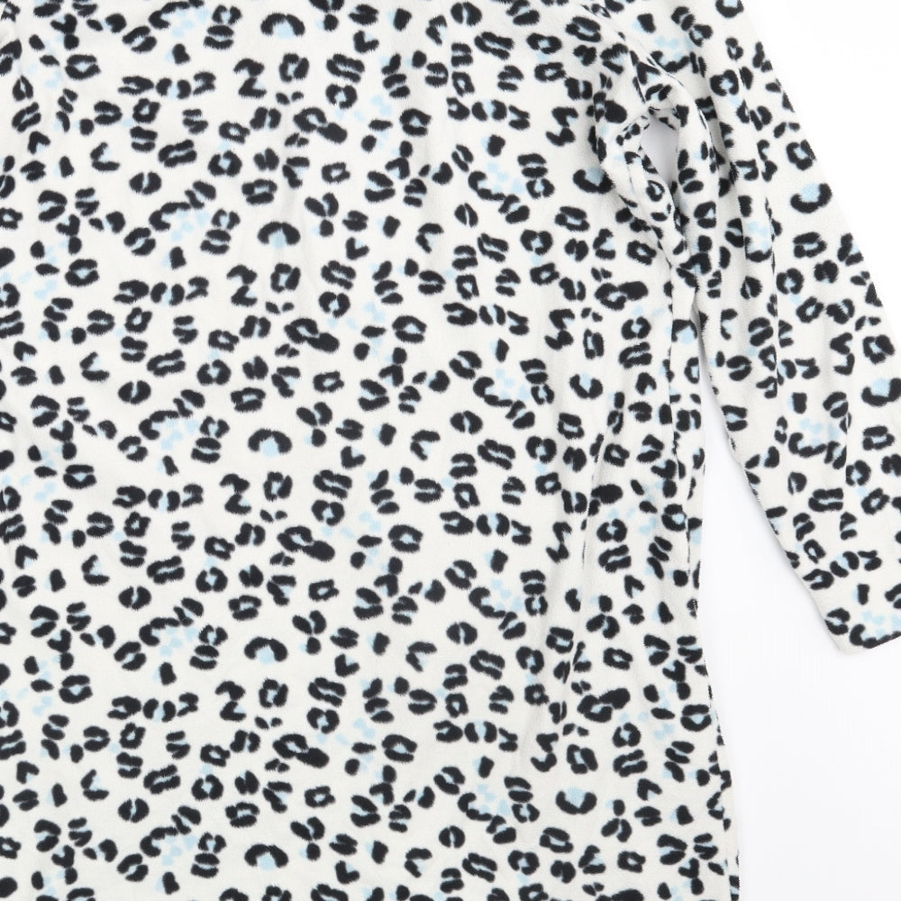 M&S Womens White Animal Print Knit Pullover Jumper Size 14