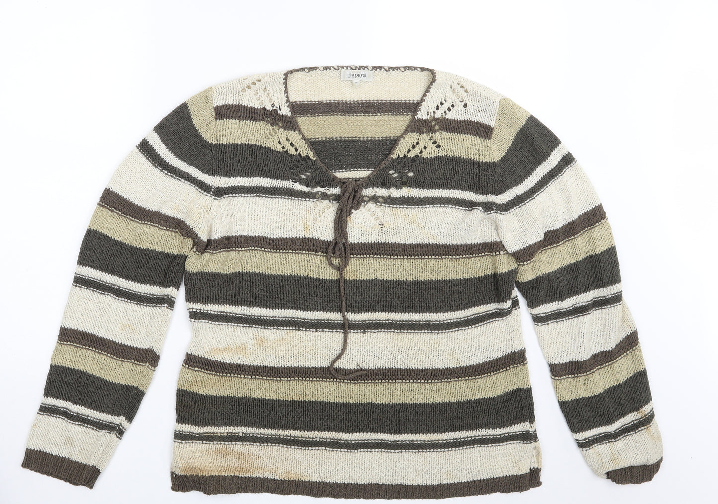 Papaya Womens Multicoloured Striped  Pullover Jumper Size 16