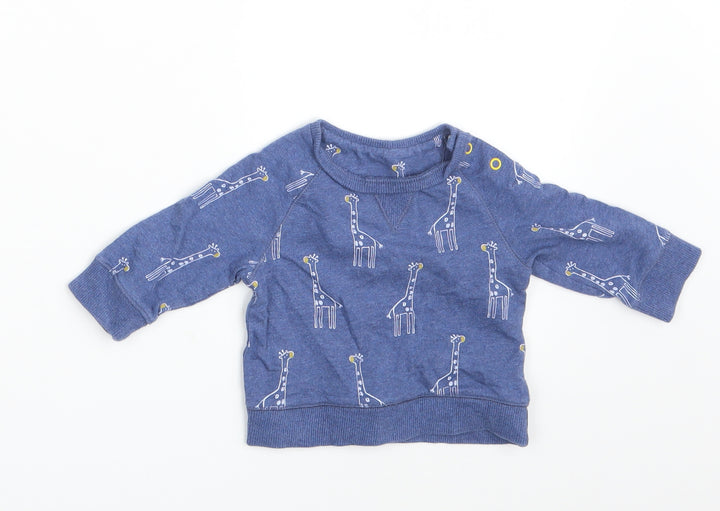 Mini Club Baby Blue Animal Print  Pullover Jumper Size 0-3 Months
