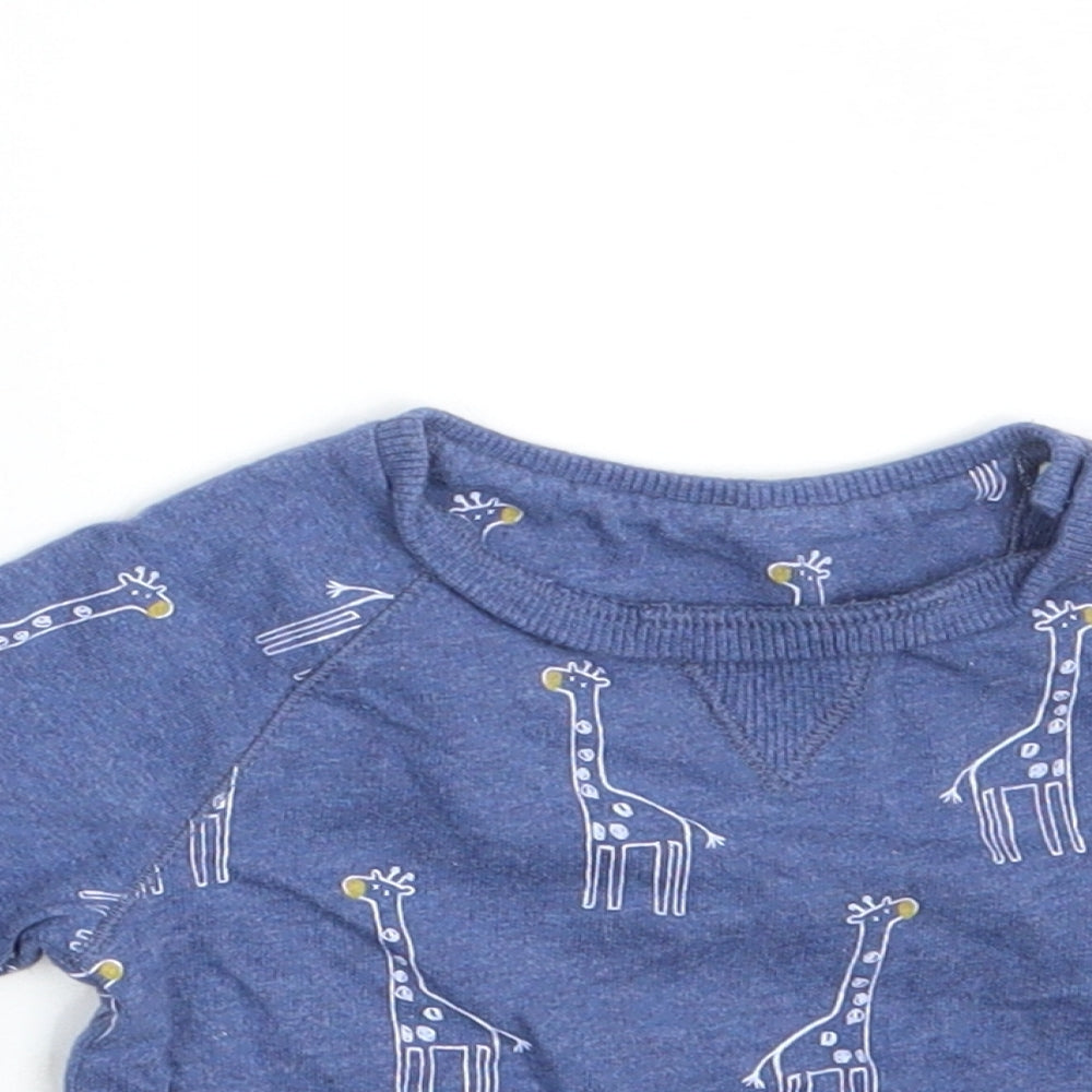Mini Club Baby Blue Animal Print  Pullover Jumper Size 0-3 Months