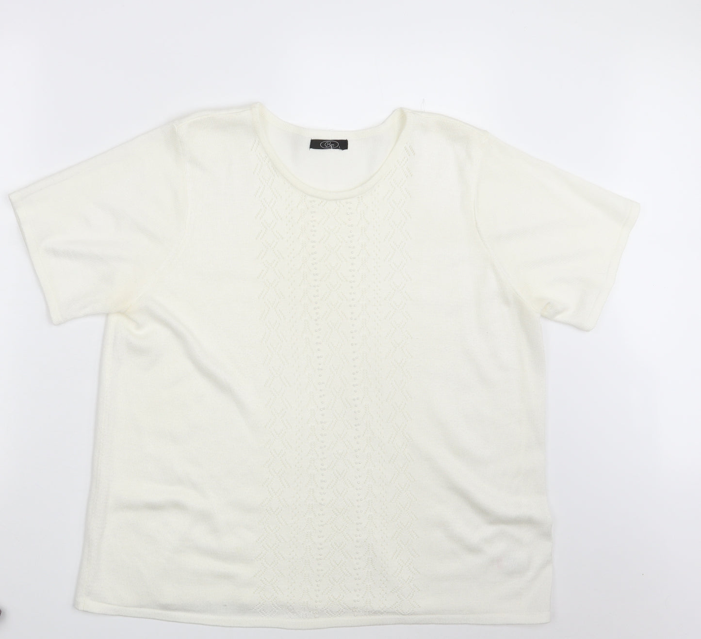 BM Womens Ivory Geometric  Pullover Sweatshirt Size L