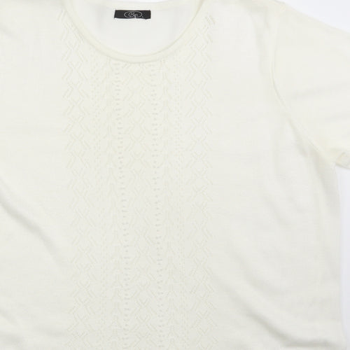 BM Womens Ivory Geometric  Pullover Sweatshirt Size L