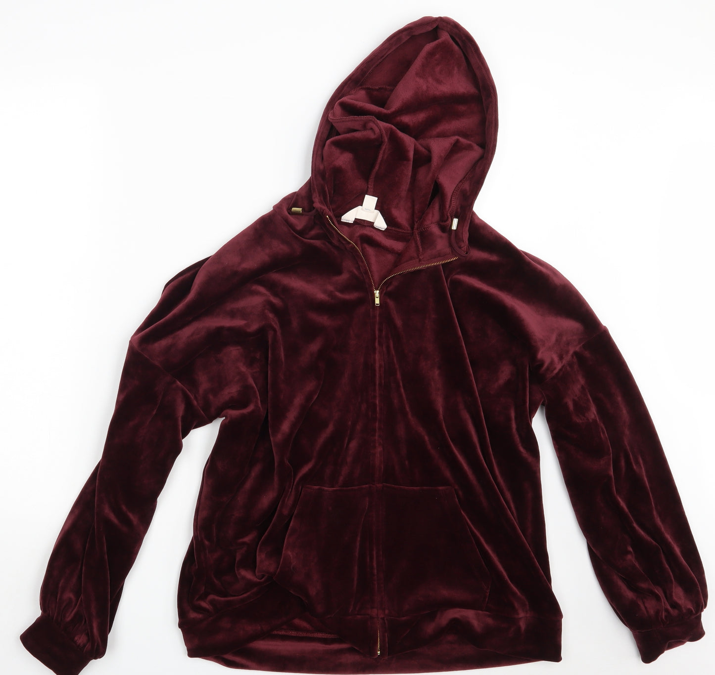 M&S Womens Purple  Velvet Full Zip Hoodie Size 16