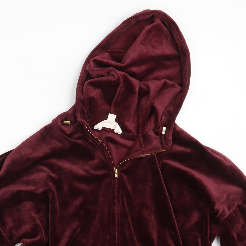 M&S Womens Purple  Velvet Full Zip Hoodie Size 16