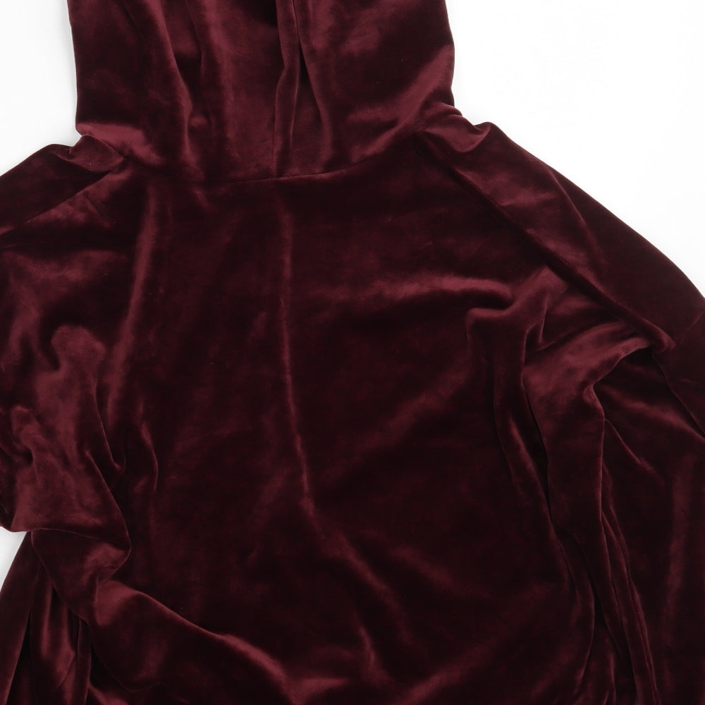 M&S Womens Purple  Velvet Full Zip Hoodie Size 16