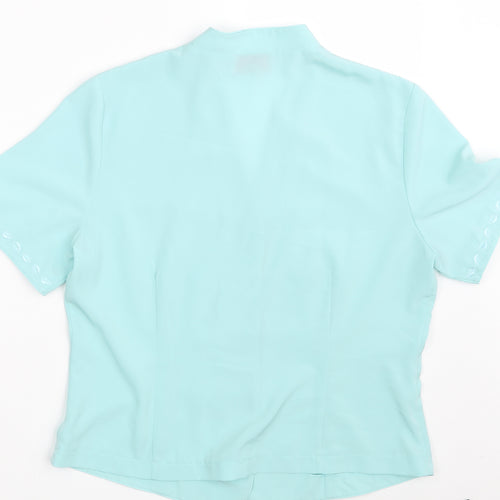 Riddella Womens Green Geometric  Basic Button-Up Size 14