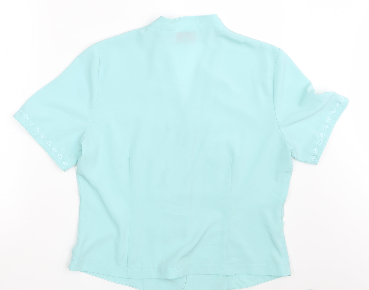 Riddella Womens Green Geometric  Basic Button-Up Size 14