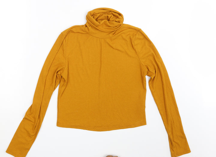 SheIn Womens Yellow  Rayon Pullover Sweatshirt Size L