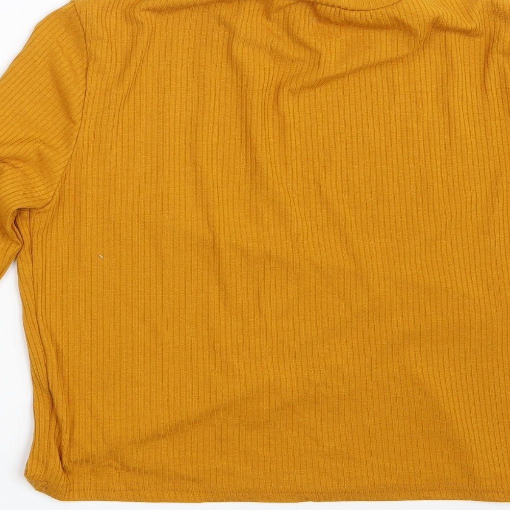 SheIn Womens Yellow  Rayon Pullover Sweatshirt Size L
