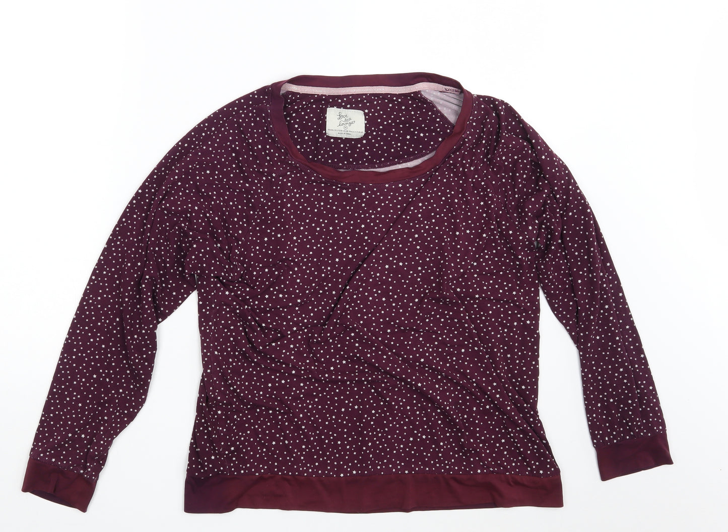 LOVE TO LOUNGE Womens Purple Spotted  Pullover Sweatshirt Size 10