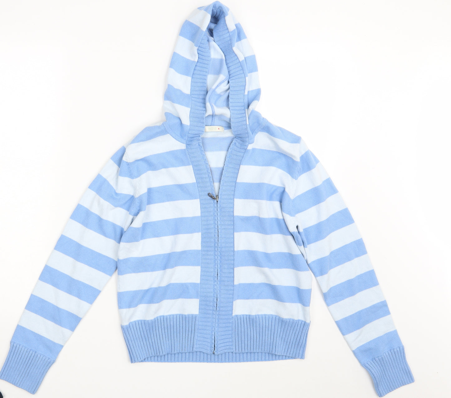 M&S Womens Blue Striped  Full Zip Hoodie Size 12