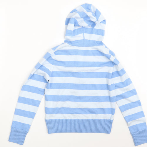 M&S Womens Blue Striped  Full Zip Hoodie Size 12