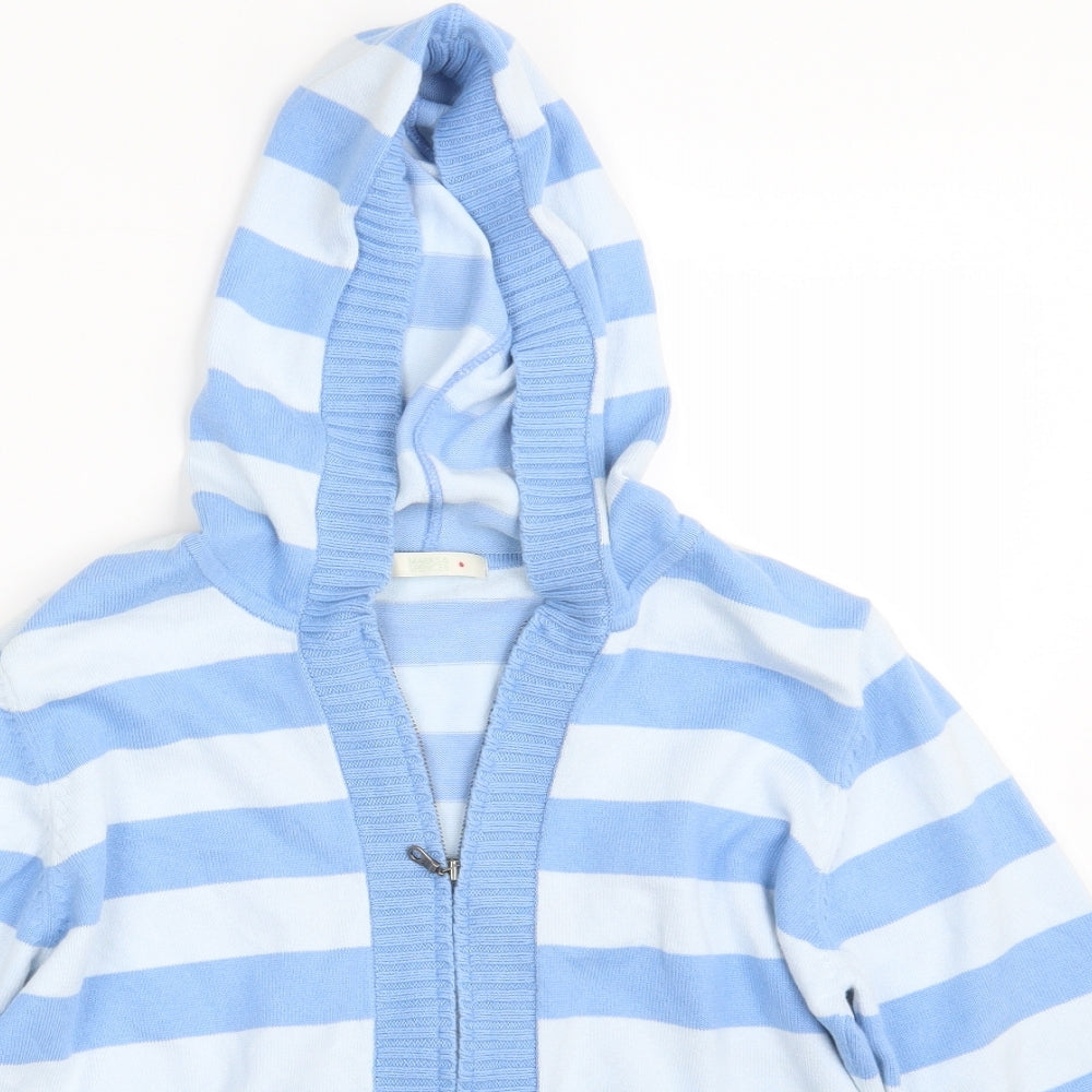 M&S Womens Blue Striped  Full Zip Hoodie Size 12