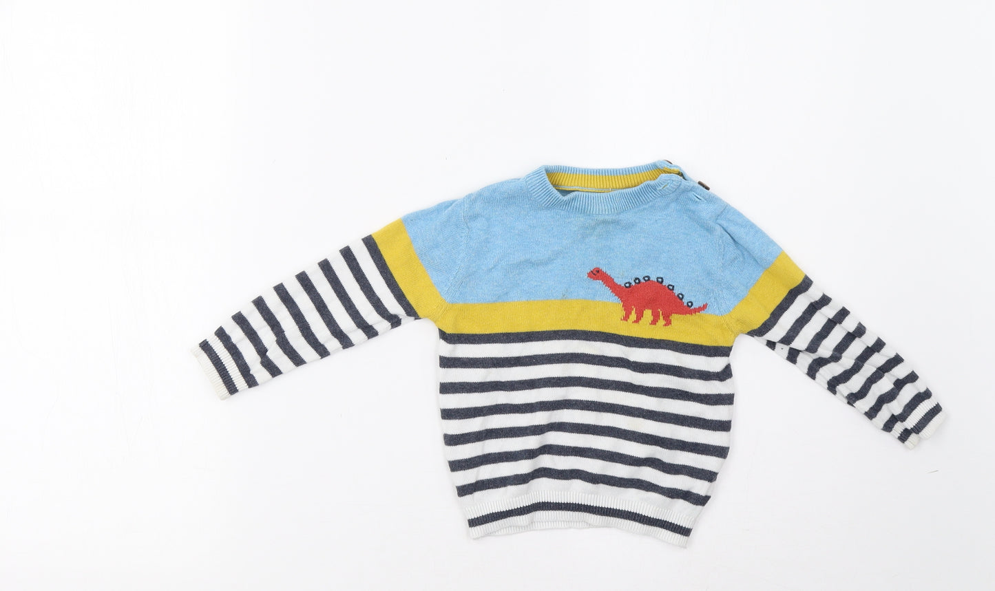 John Lewis Boys Blue Striped  Cardigan Jumper Size 12-18 Months