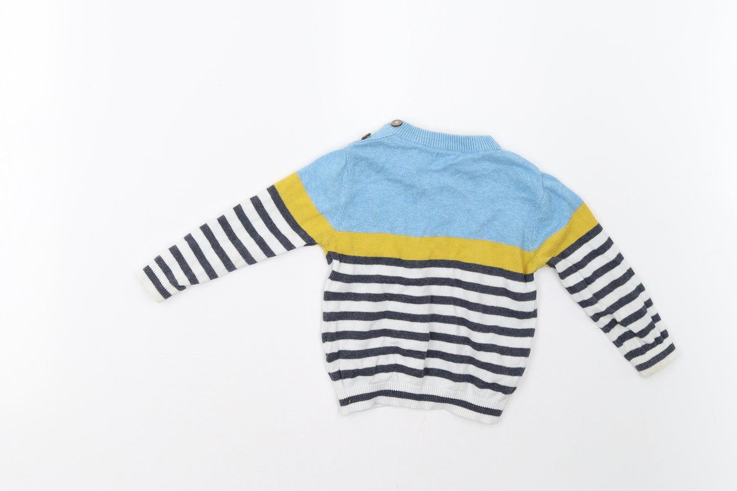 John Lewis Boys Blue Striped  Cardigan Jumper Size 12-18 Months