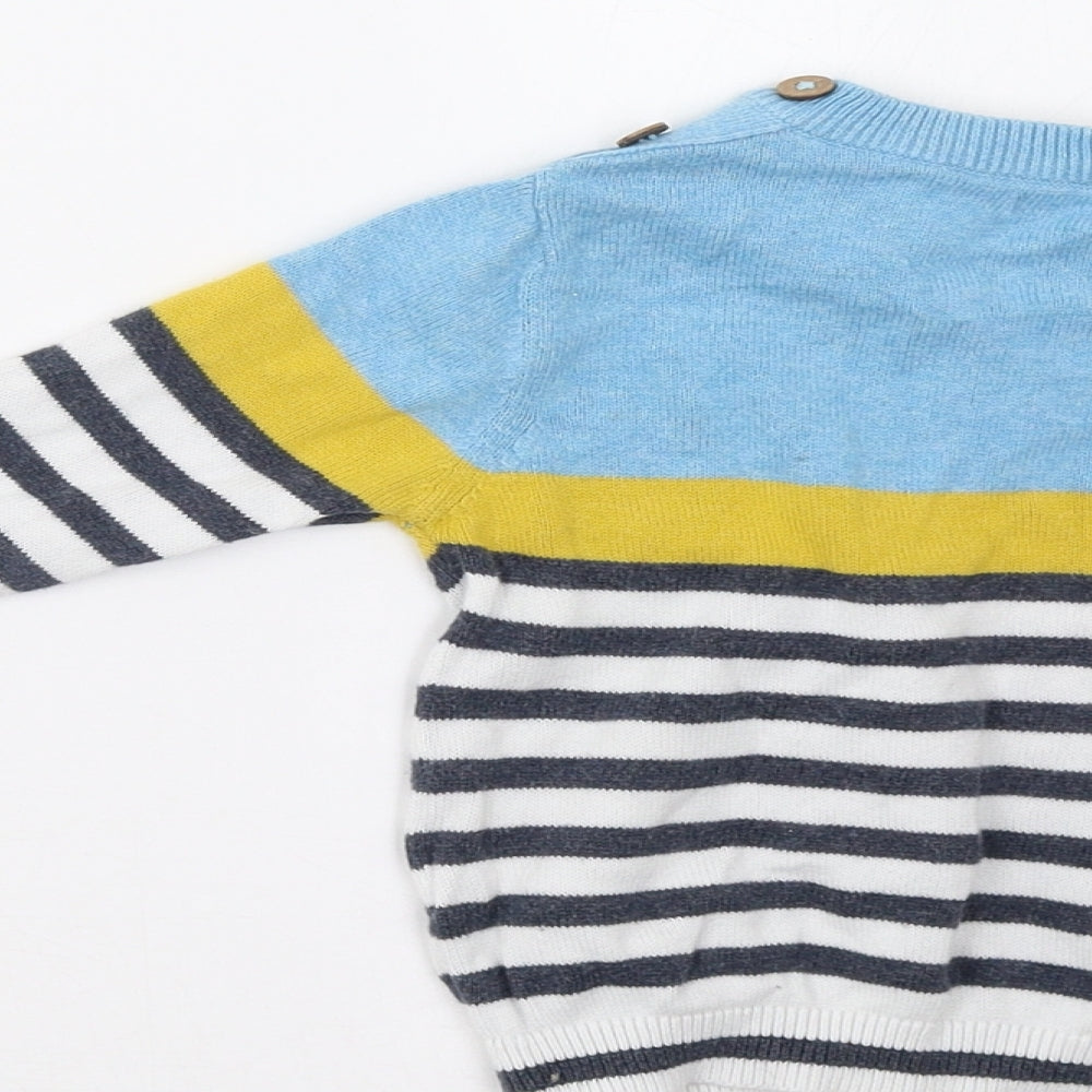 John Lewis Boys Blue Striped  Cardigan Jumper Size 12-18 Months
