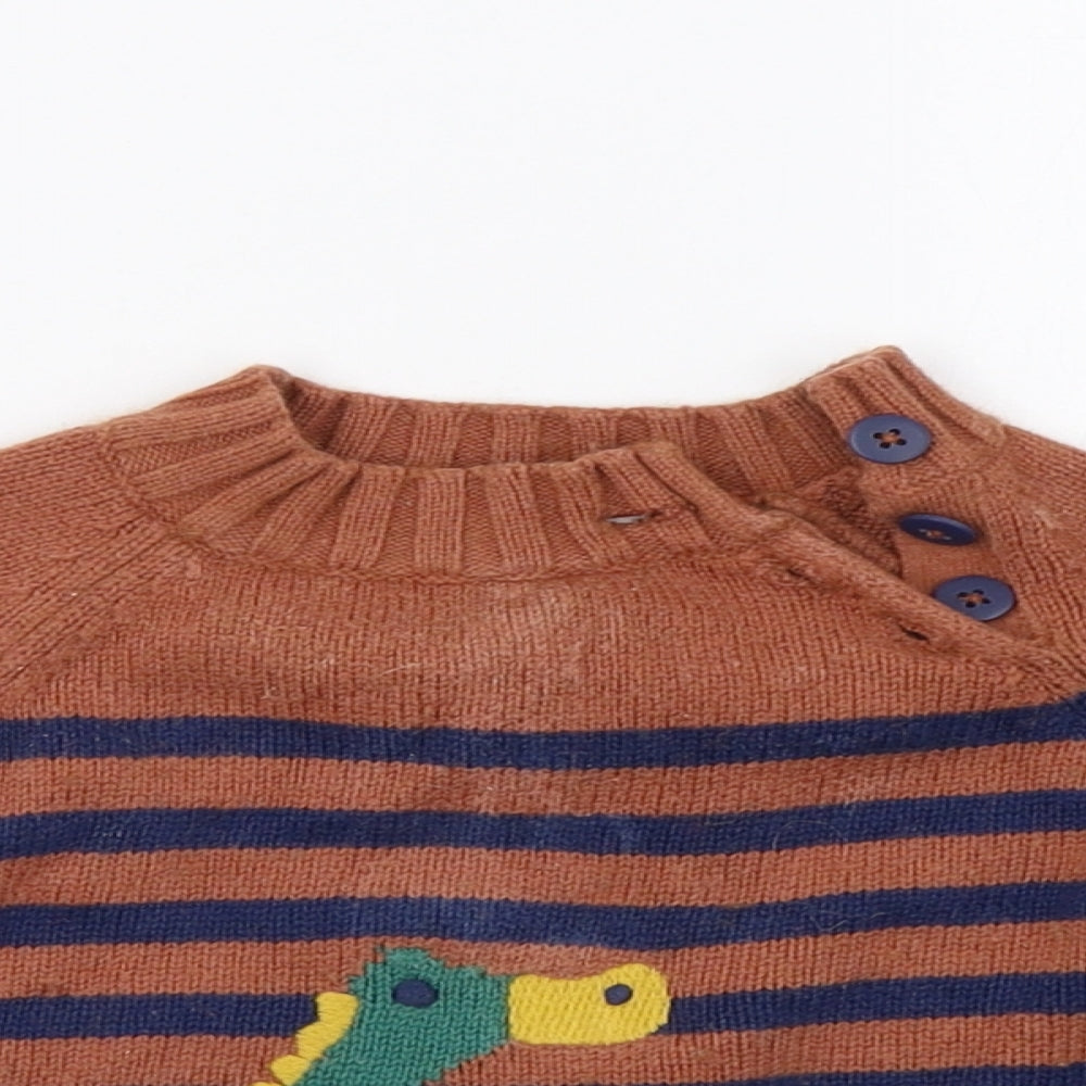 John Lewis Baby Brown Striped  Pullover Jumper Size 9-12 Months