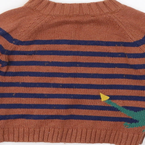 John Lewis Baby Brown Striped  Pullover Jumper Size 9-12 Months