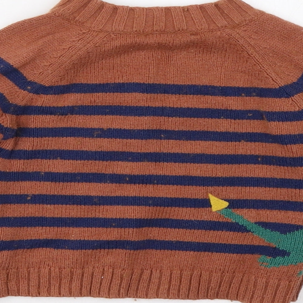 John Lewis Baby Brown Striped  Pullover Jumper Size 9-12 Months