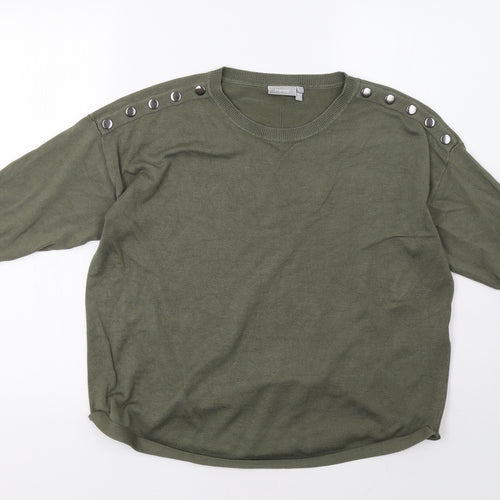 fransa Womens Green   Pullover Sweatshirt Size L