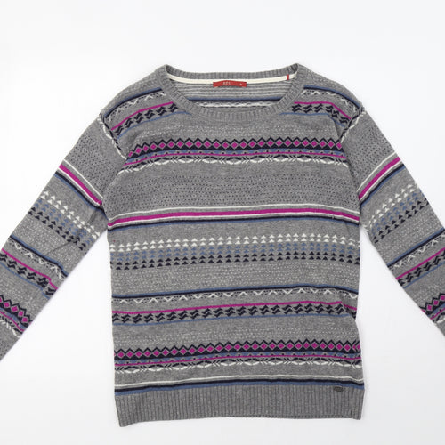 EDC Womens Grey Geometric Knit Pullover Sweatshirt Size M