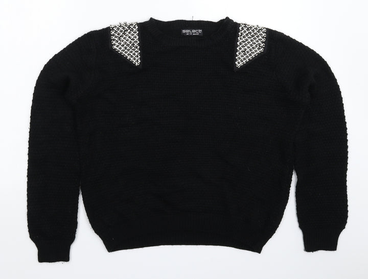 Select Womens Black Knit Pullover Jumper Size 14