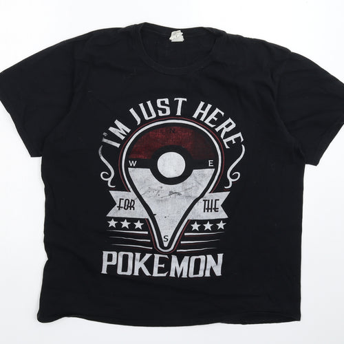 Gildan Mens Black    T-Shirt Size L  - Pokemon