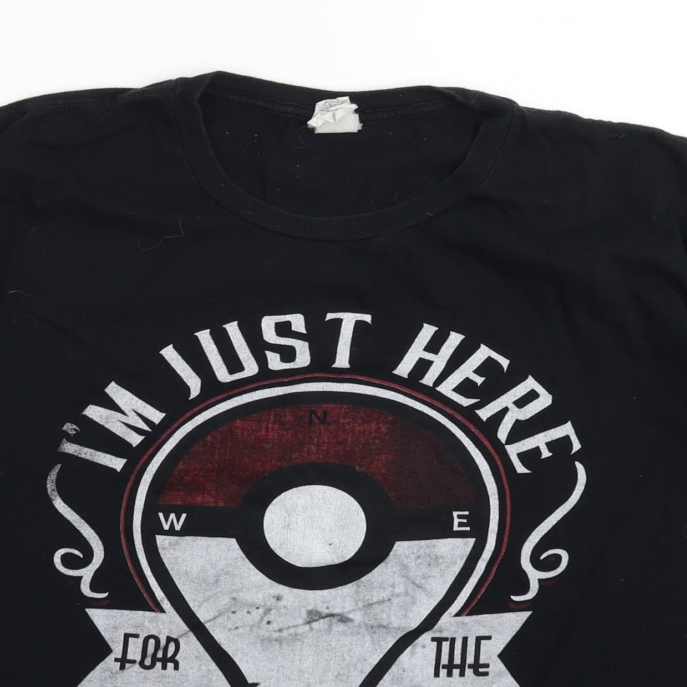 Gildan Mens Black    T-Shirt Size L  - Pokemon