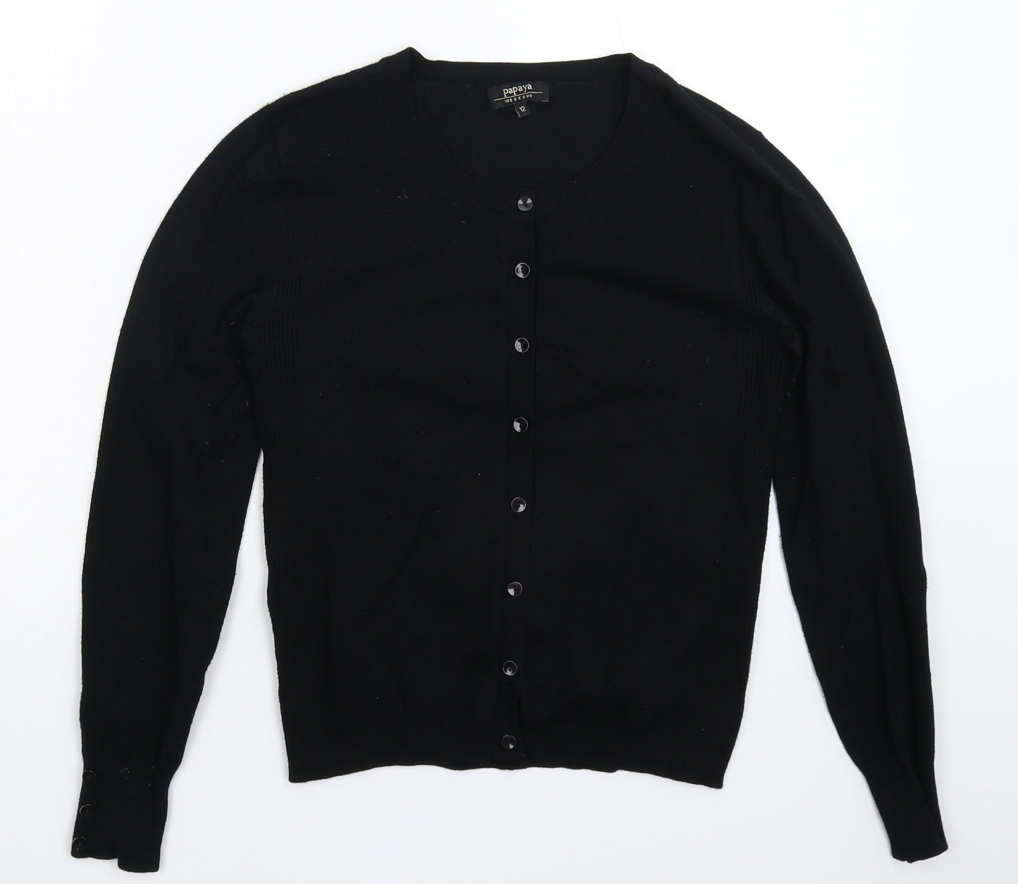 Papaya Womens Black  Knit Cardigan Jumper Size 12