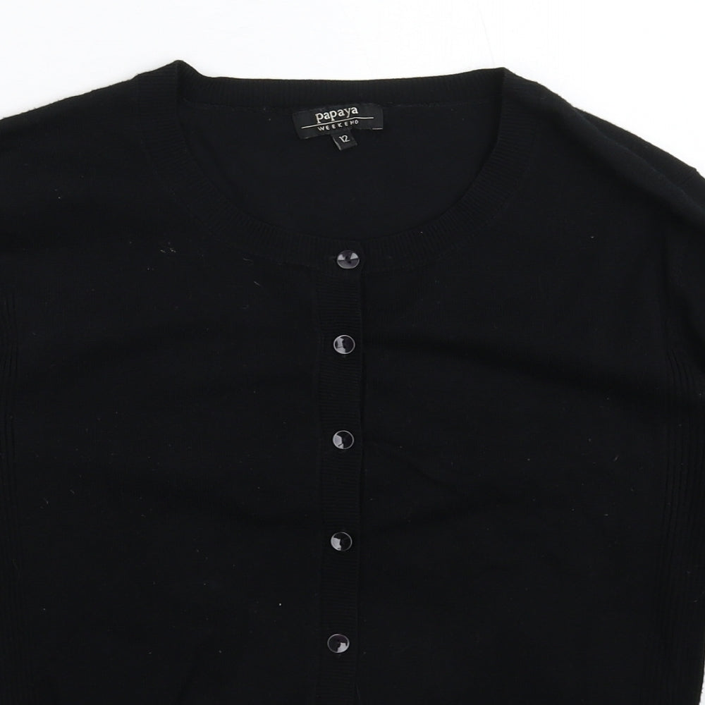 Papaya Womens Black  Knit Cardigan Jumper Size 12