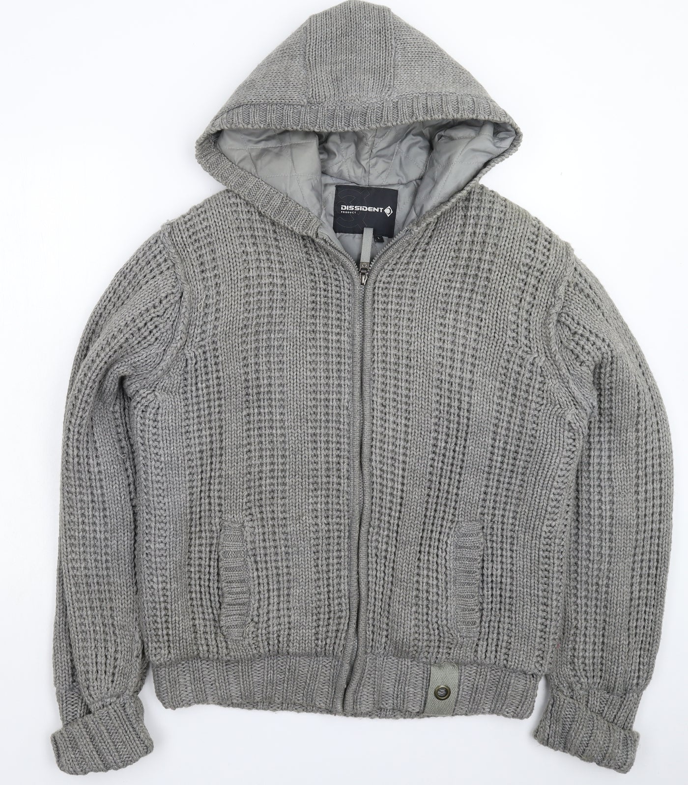 Dissident Mens Grey  Knit Jacket Coatigan Size L