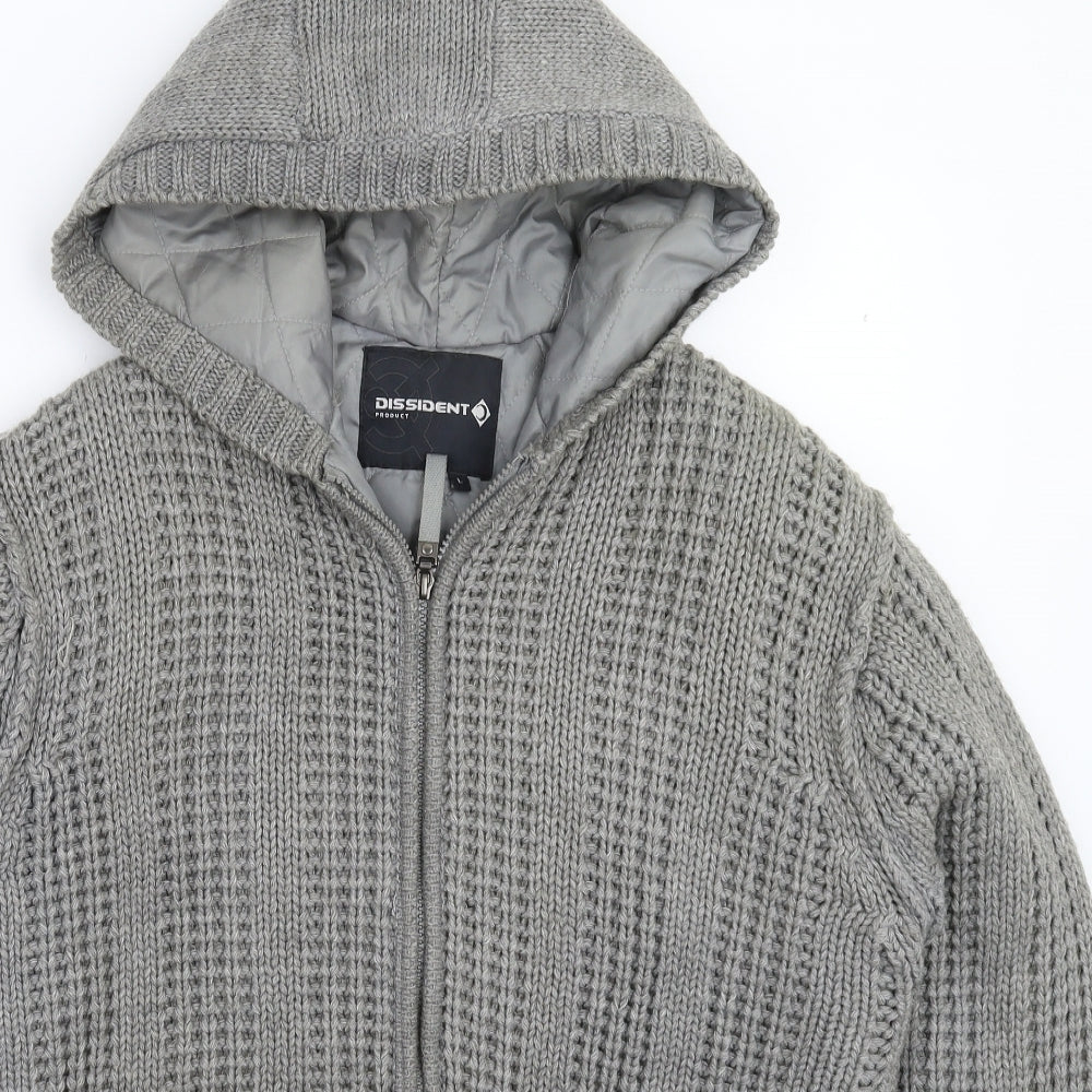 Dissident Mens Grey  Knit Jacket Coatigan Size L
