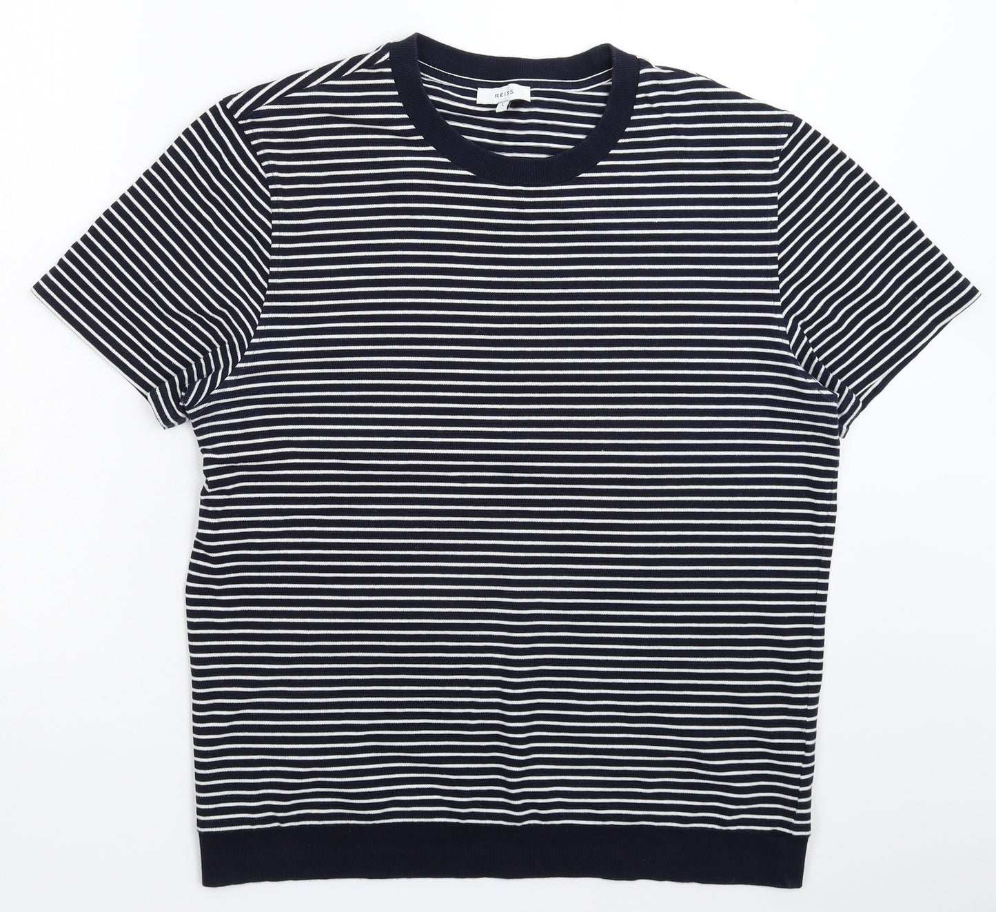 Reiss Mens Blue Striped   T-Shirt Size L