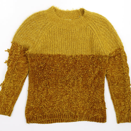 Papaya Womens Yellow  Knit Pullover Jumper Size S