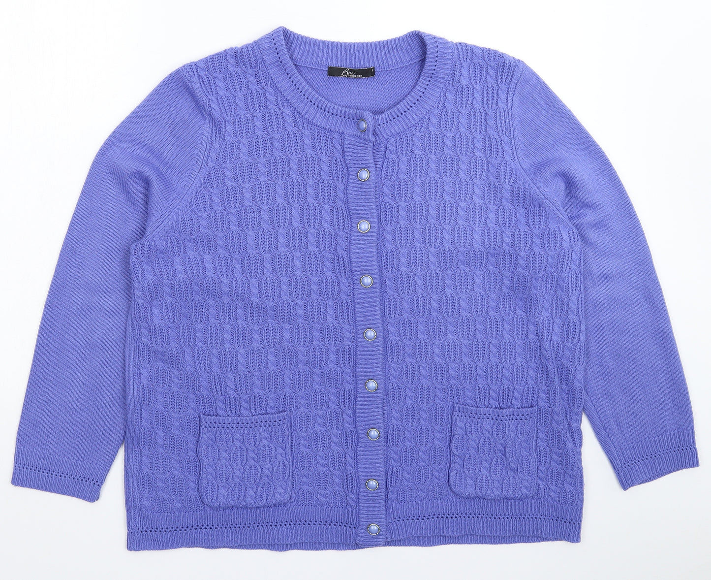 BM Womens Blue  Knit Cardigan Jumper Size L