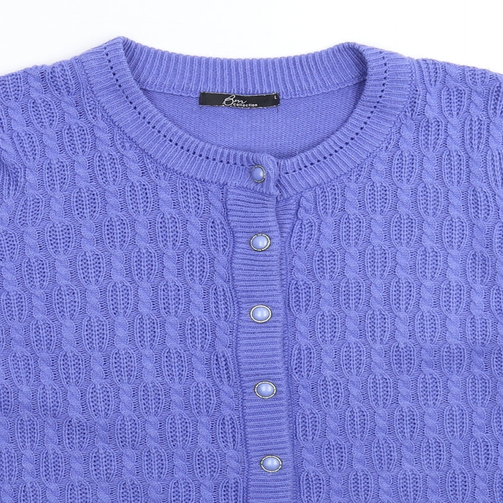 BM Womens Blue  Knit Cardigan Jumper Size L