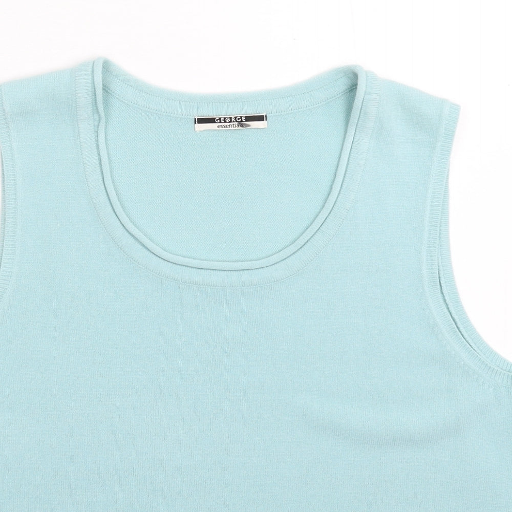 George Womens Blue  Knit Vest Jumper Size 16