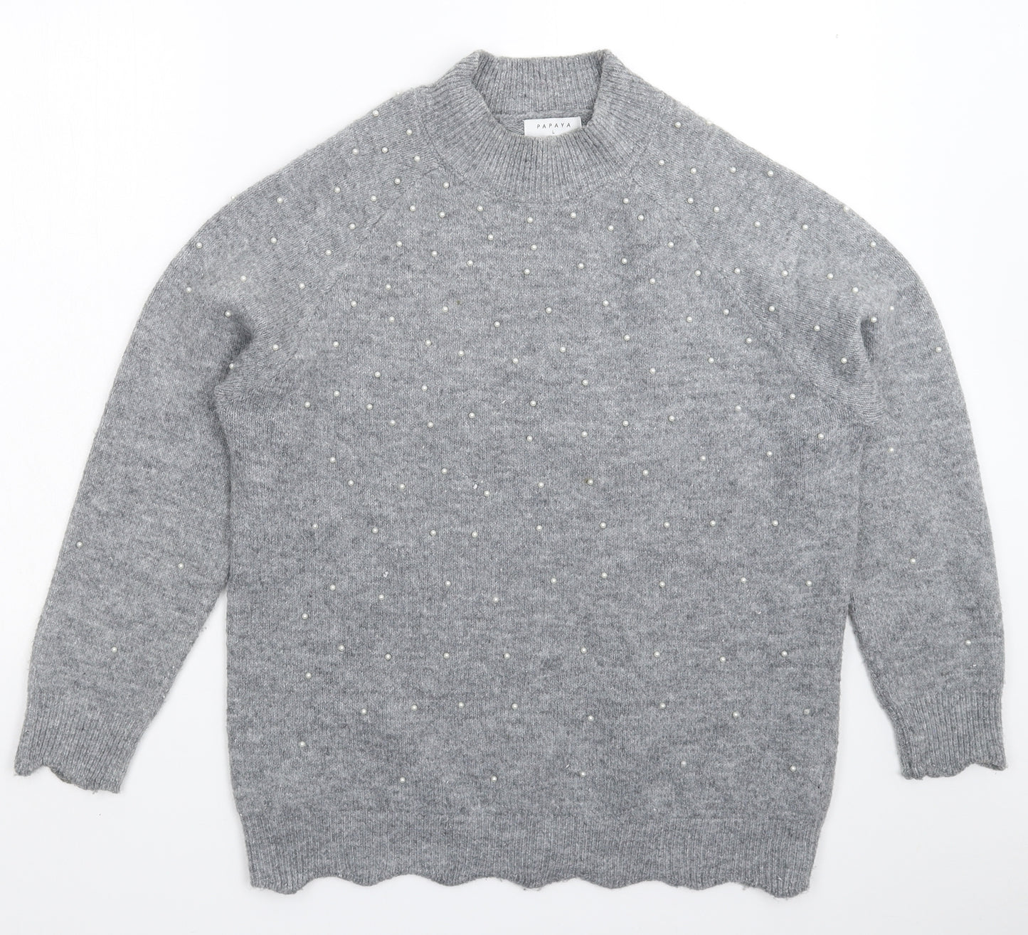 Papaya Womens Grey  Knit Pullover Jumper Size L