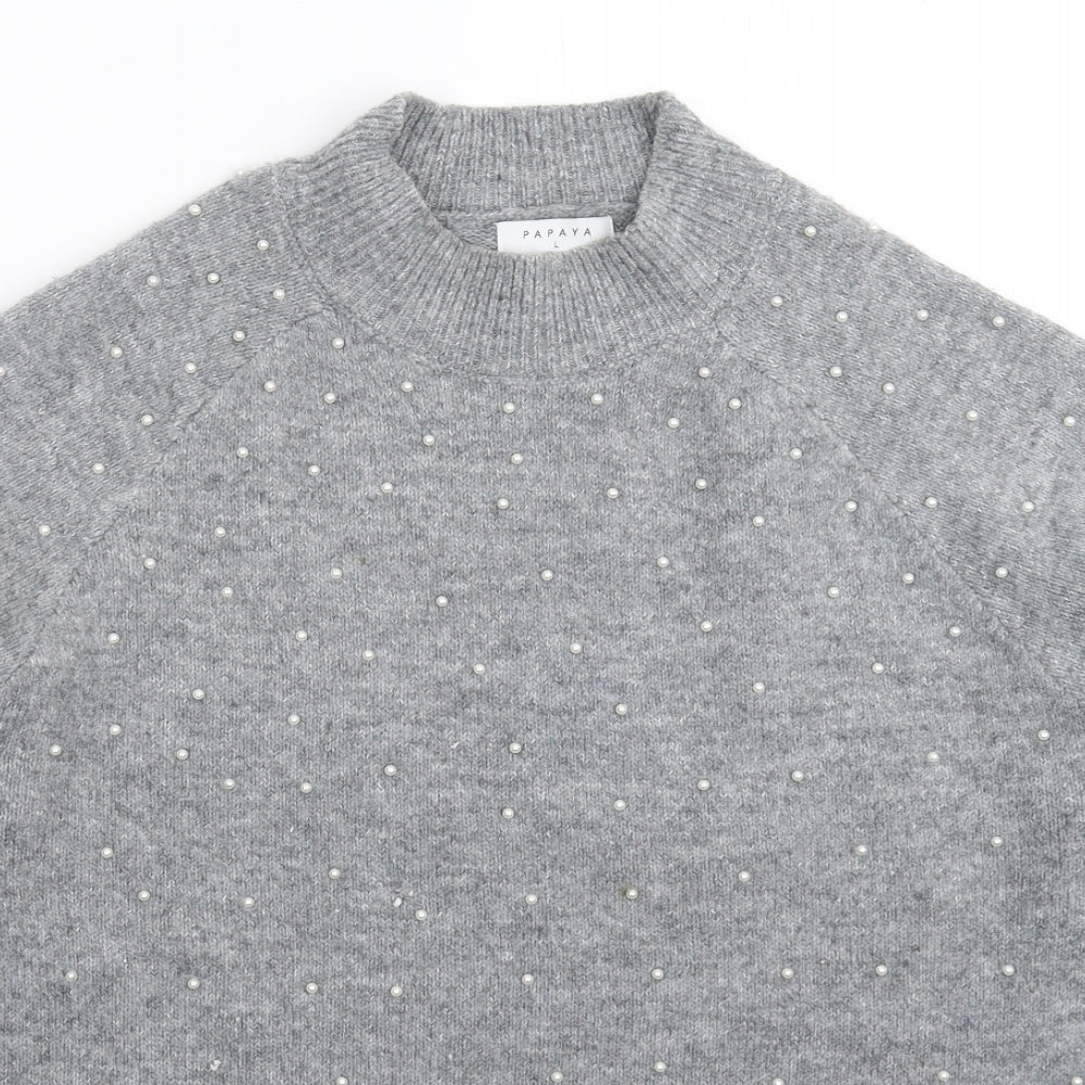 Papaya Womens Grey  Knit Pullover Jumper Size L