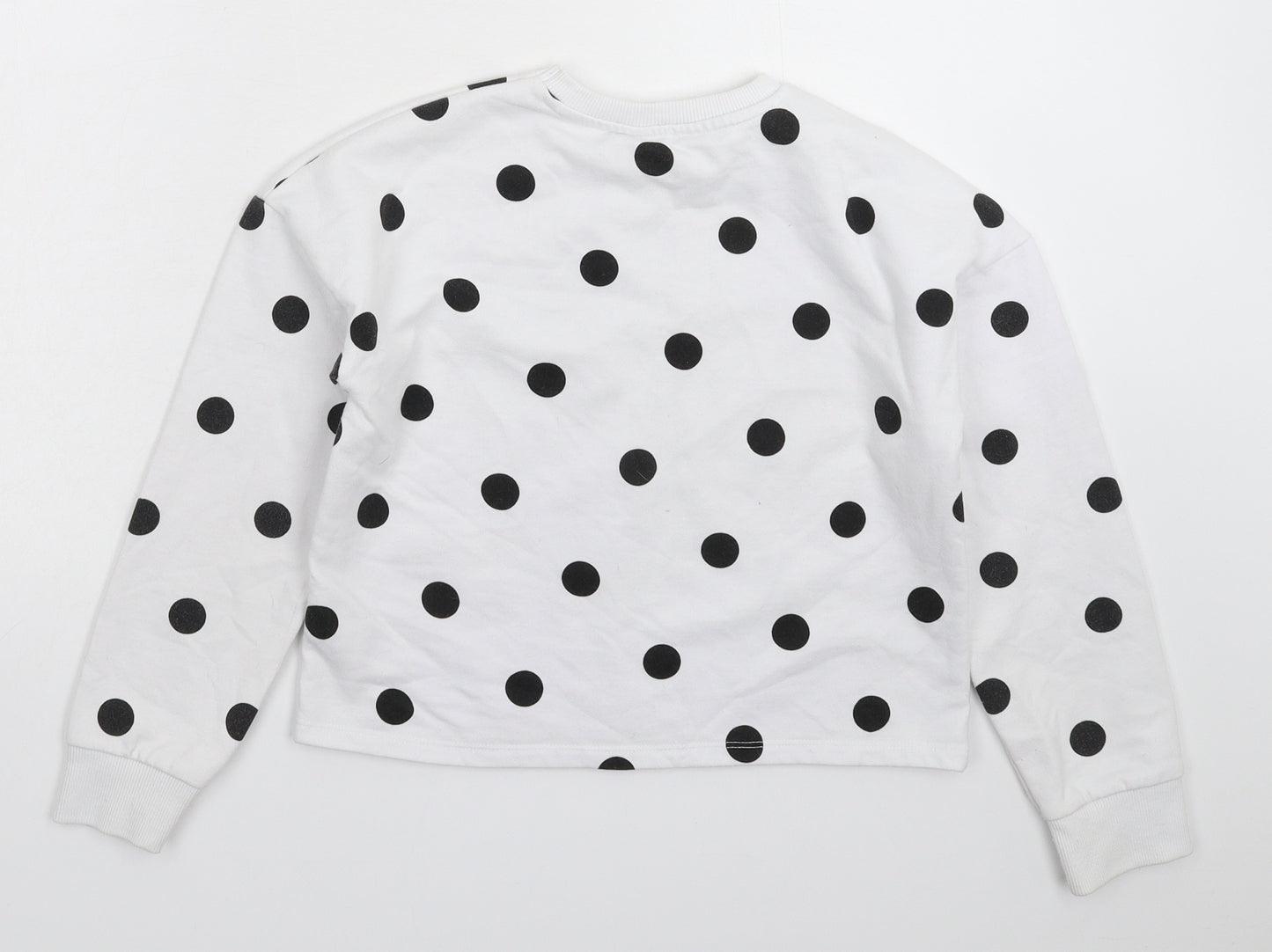 Primark Girls White Polka Dot  Pullover Sweatshirt Size 10-11 Years